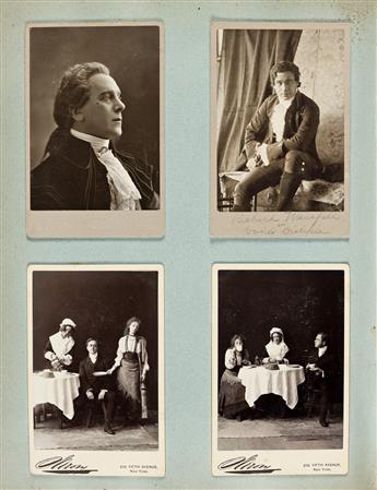 (CABINET CARDS--THEATER) Set of two albums containing approximately 330 theatrical cabinet cards depicting famous late 19th-century Bro